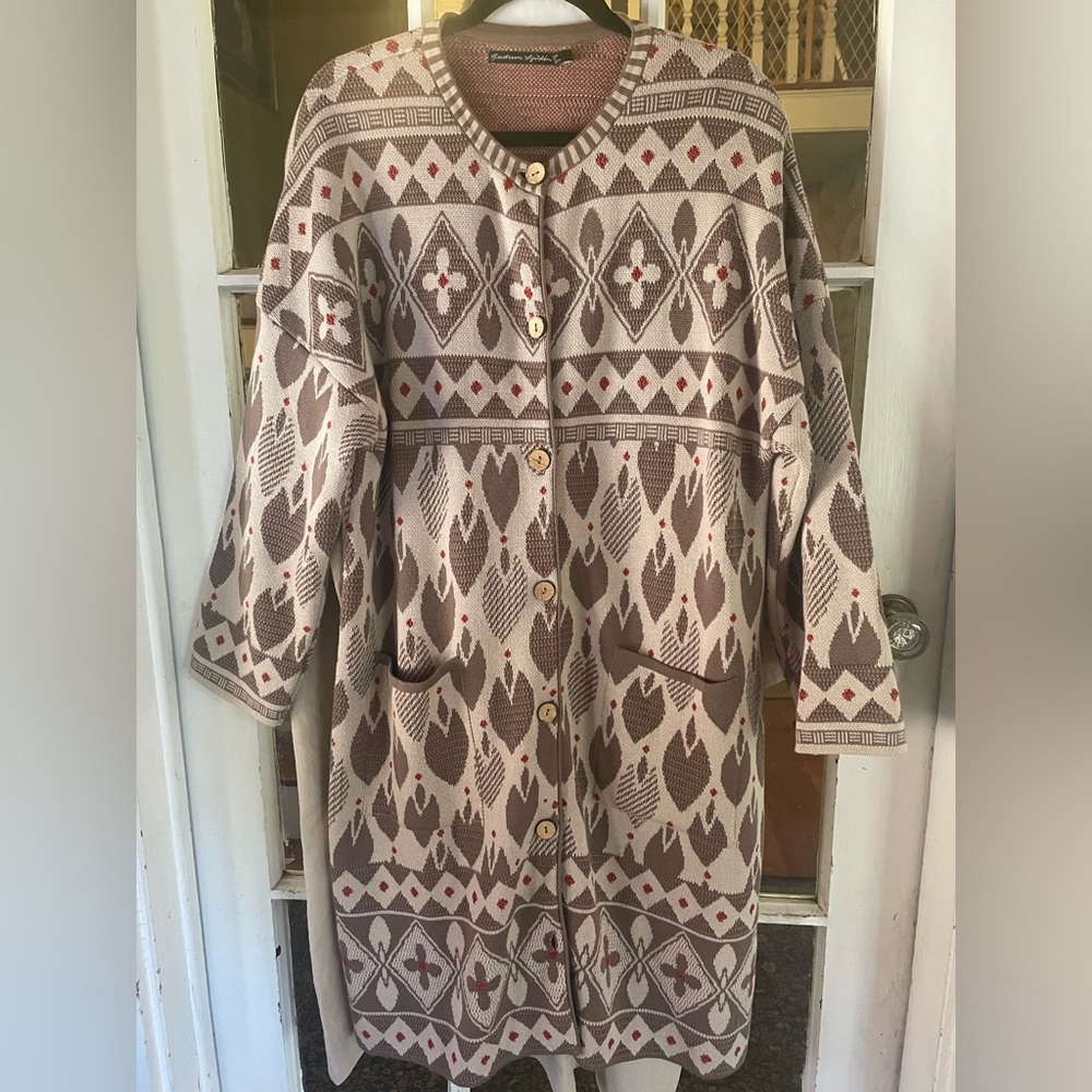 Gudrun Sjoden Brown and Cream Patterned Cardigan